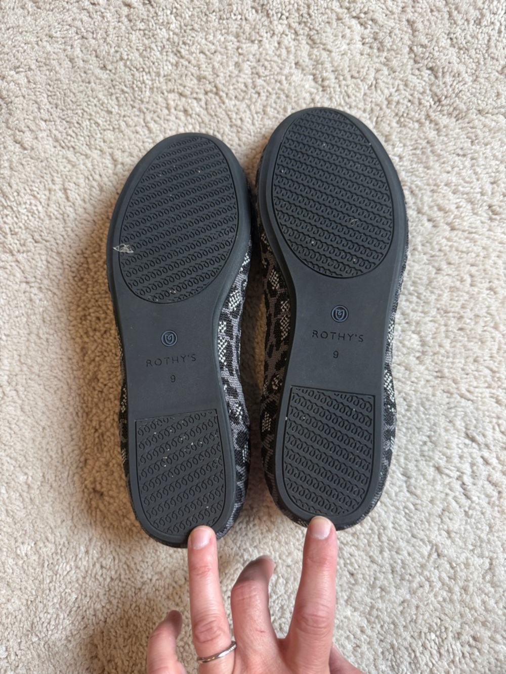 Rothy's Black and Gray Leopard Knit Slip-On Flats - Nordstrom Exclusive - Picture 2 of 4